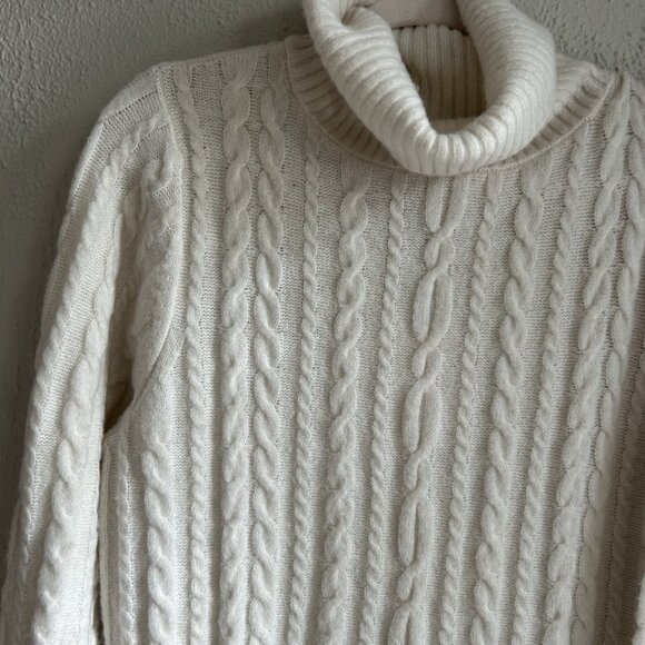 Cableknit Tunic Sweater Dress Women White Size Medium Minimalist Luxury Soft - Picture 2 of 6